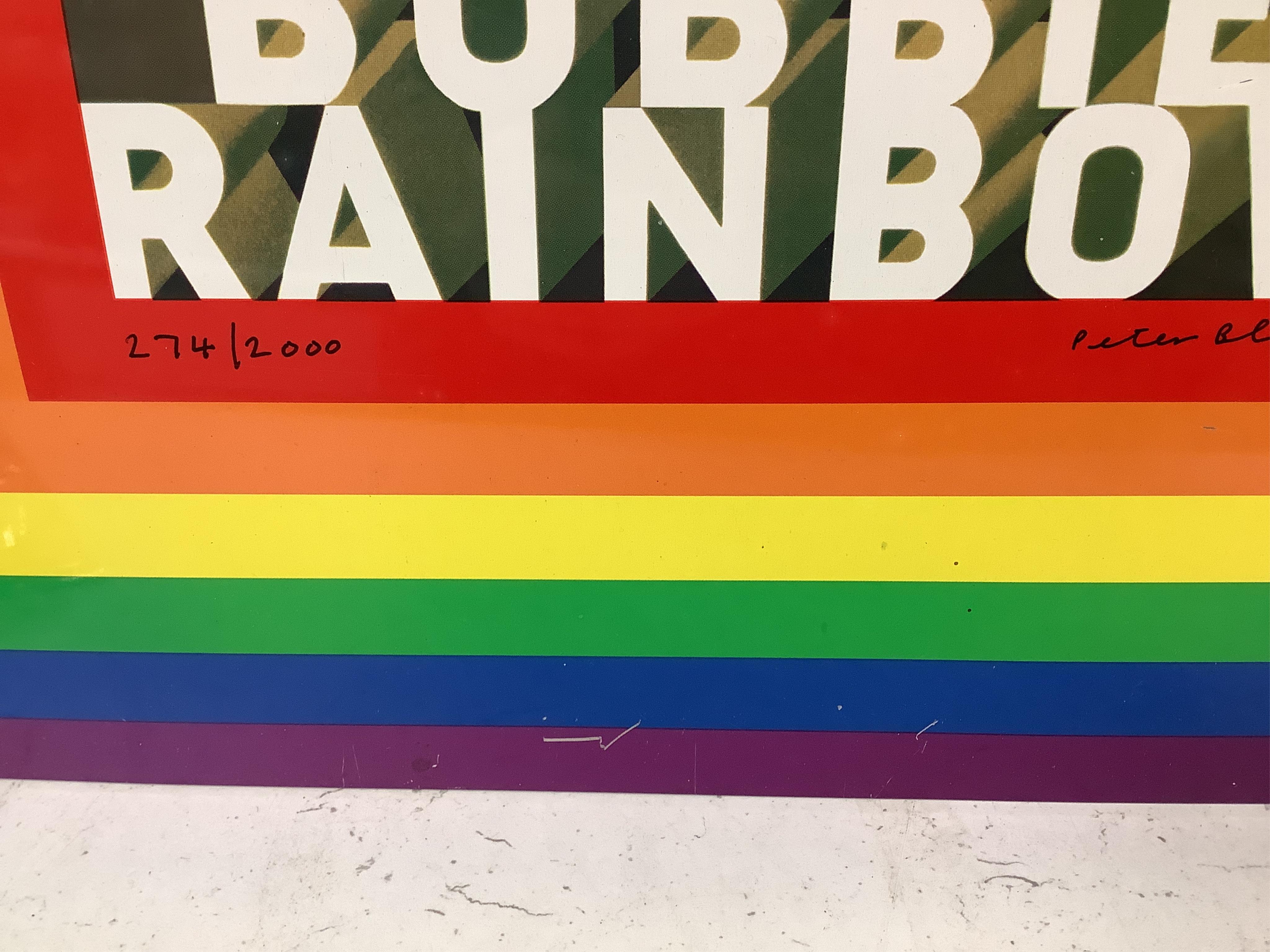 Peter Blake CBE RDI RA (b.1932), ‘Bobbie Rainbow, 2001’, signed and limited edition 274/2000, lithograph on tin panel, Pallant House Gallery stamp verso, unframed, 66 x 44cm